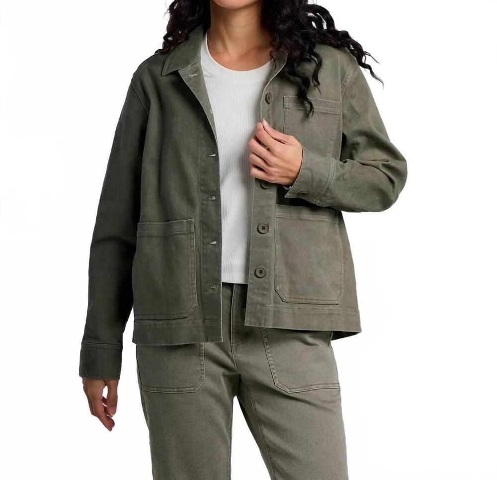 NEW FREE FLY folly twill chore coat in smokey olive